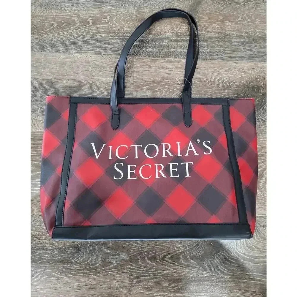 Victoria's Secret‎ Hand Bag Christmas Plaid Large tote #7 - Picture 1 of 5